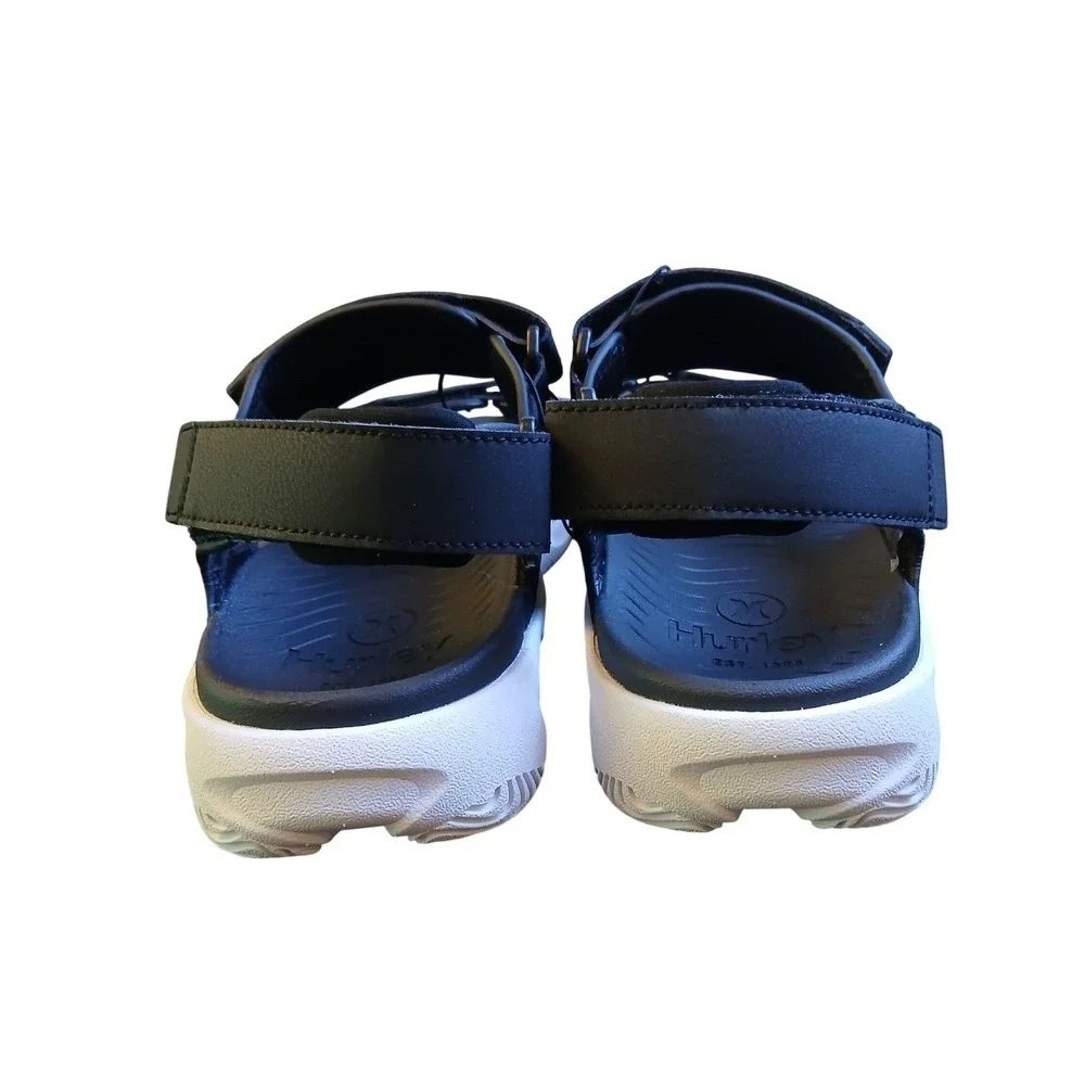Hurley Oceanside Mens Sport Sandals Black White Strappy Hook and Loop 1961927 9M